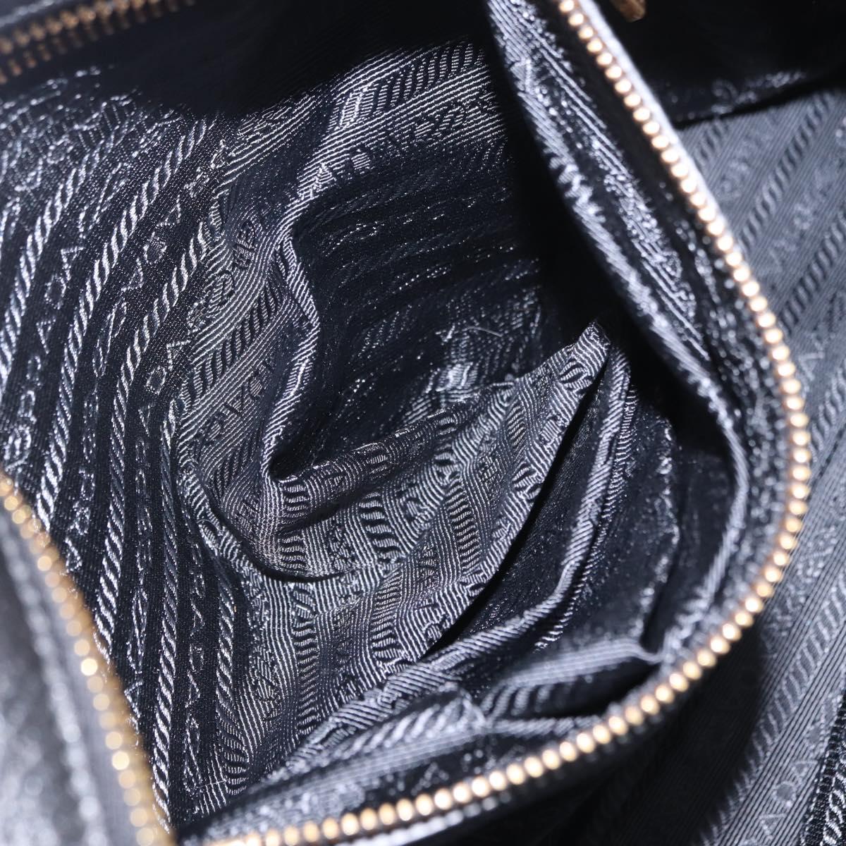 PRADA Tote Bag Vittero Dino Leather Black Gold Auth 203881V