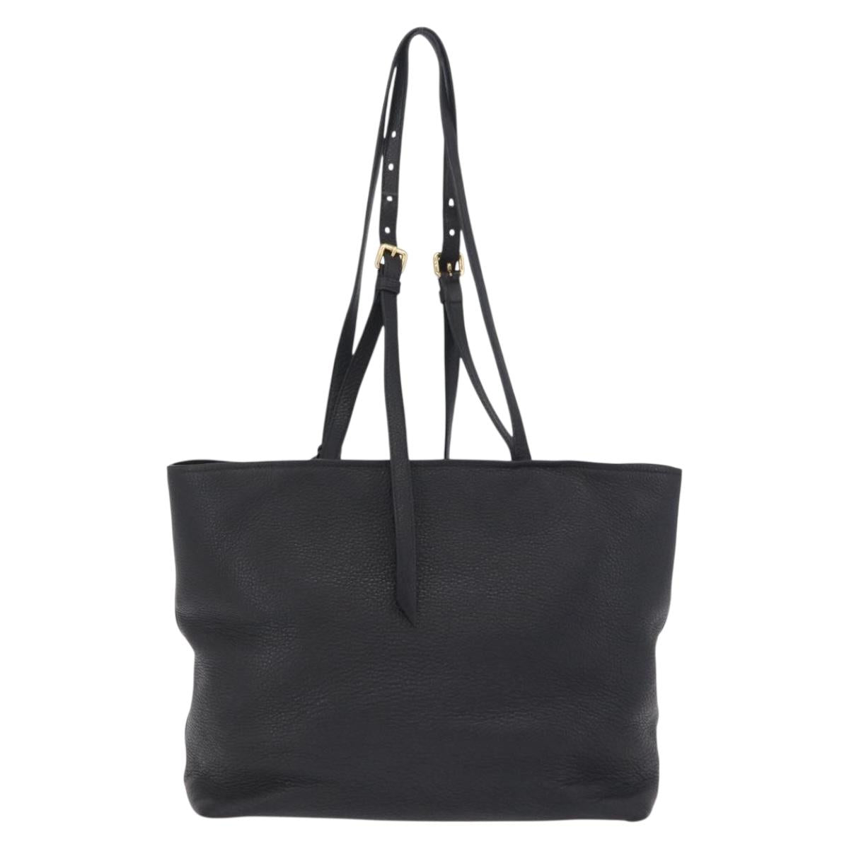 PRADA Tote Bag Vittero Dino Leather Black Gold Auth 203881V