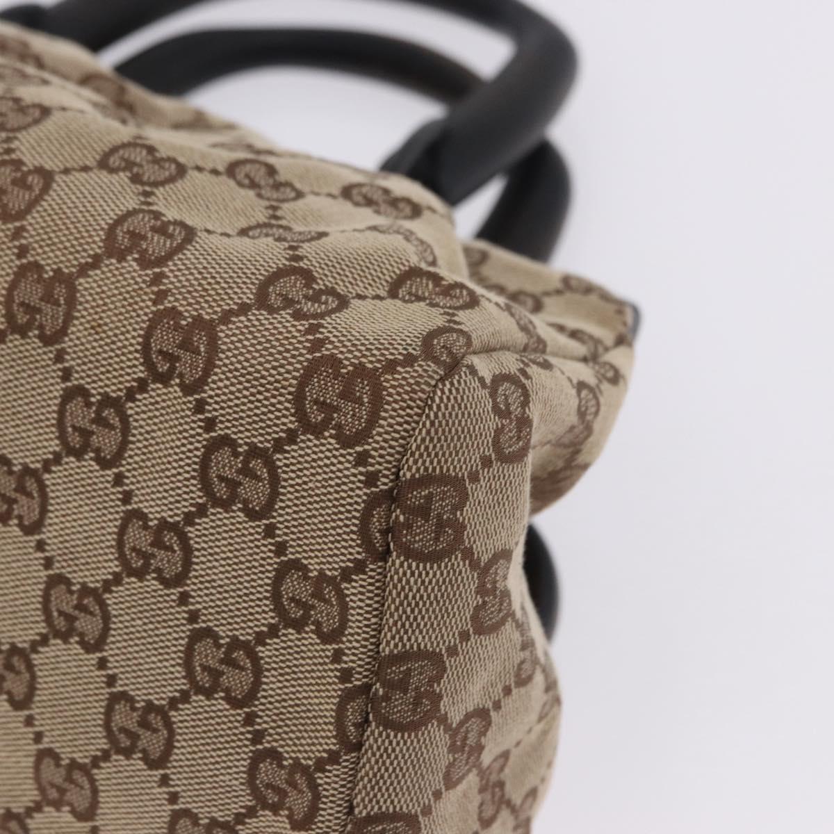 GUCCI GG Canvas Wood Handle Hand Bag Beige 112683 Auth 203883V