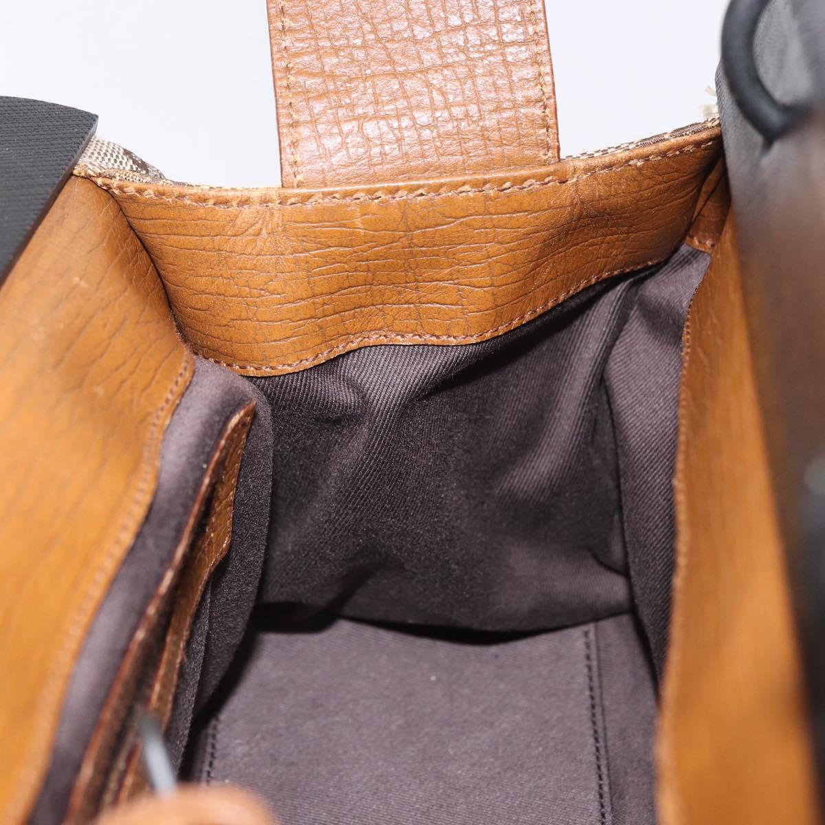 GUCCI GG Canvas Wood Handle Hand Bag Beige 112683 Auth 203883V