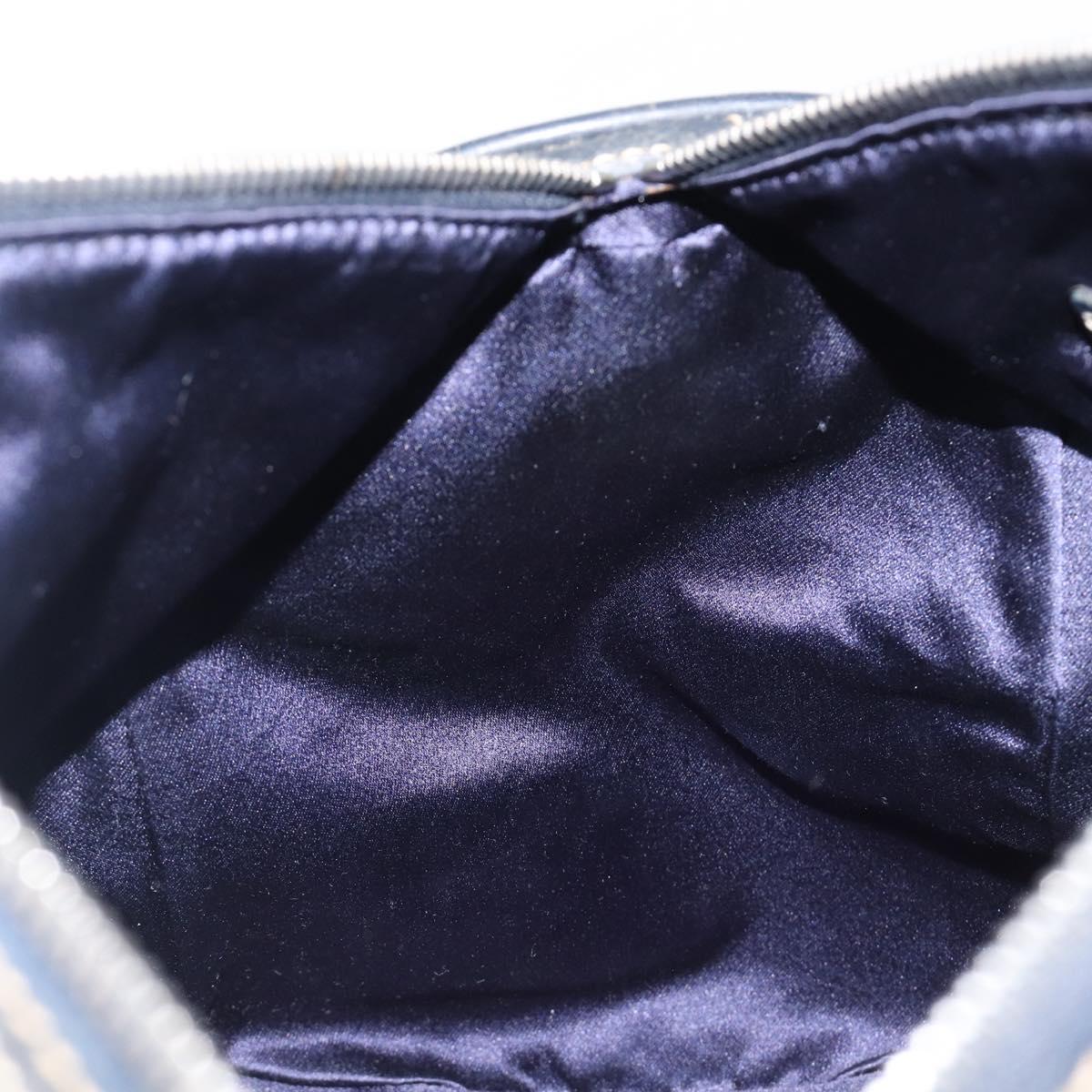 FENDI Zucchino Canvas Boston Bag Navy Silver Auth 203884