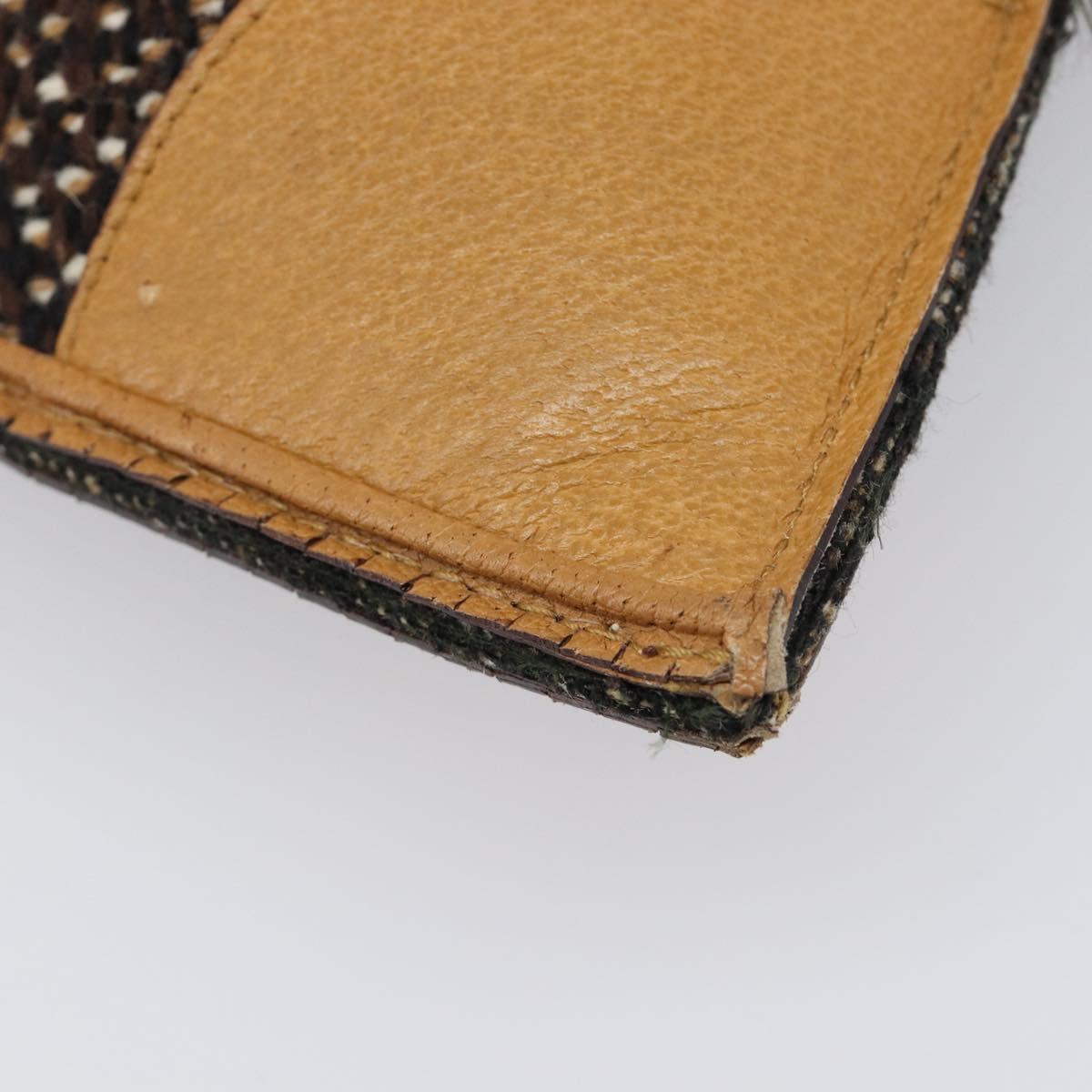 PRADA Hand Bag Leather Tweed Brown Silver Auth 203885A