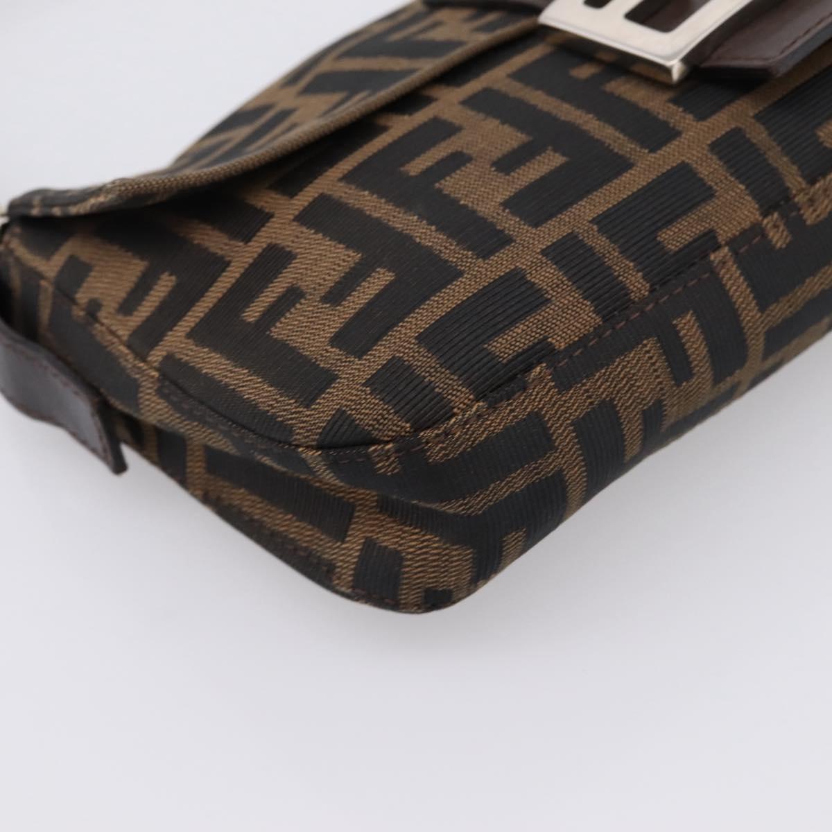 FENDI Zucca Canvas Mamma Baguette Shoulder Bag Black Brown Auth 203886V