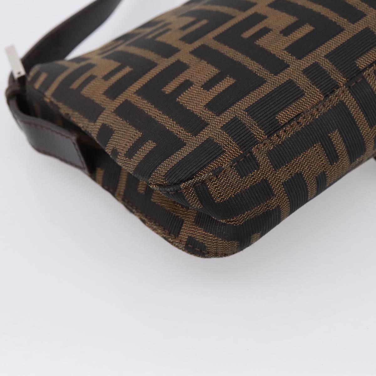 FENDI Zucca Canvas Mamma Baguette Shoulder Bag Black Brown Auth 203886V