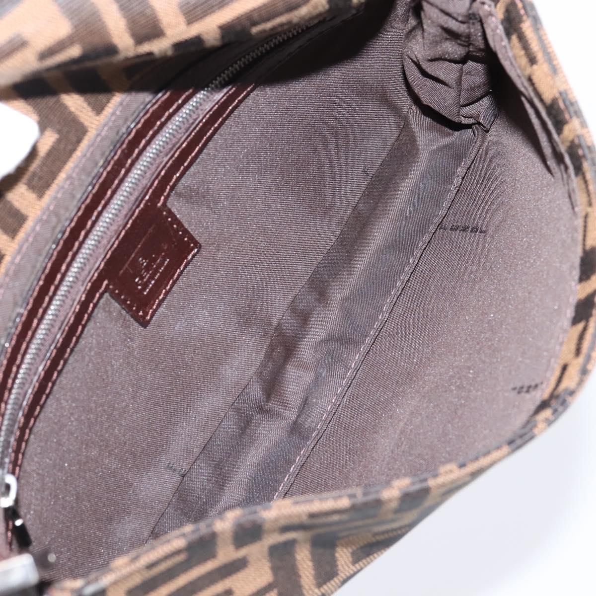 FENDI Zucca Canvas Mamma Baguette Shoulder Bag Black Brown Auth 203886V