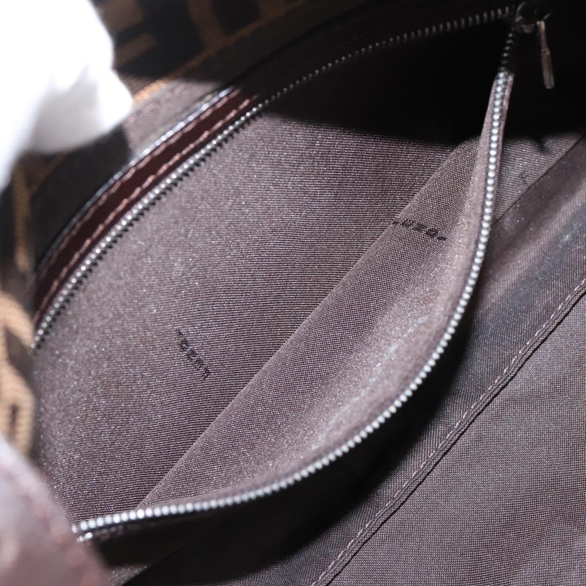 FENDI Zucca Canvas Mamma Baguette Shoulder Bag Black Brown Auth 203886V