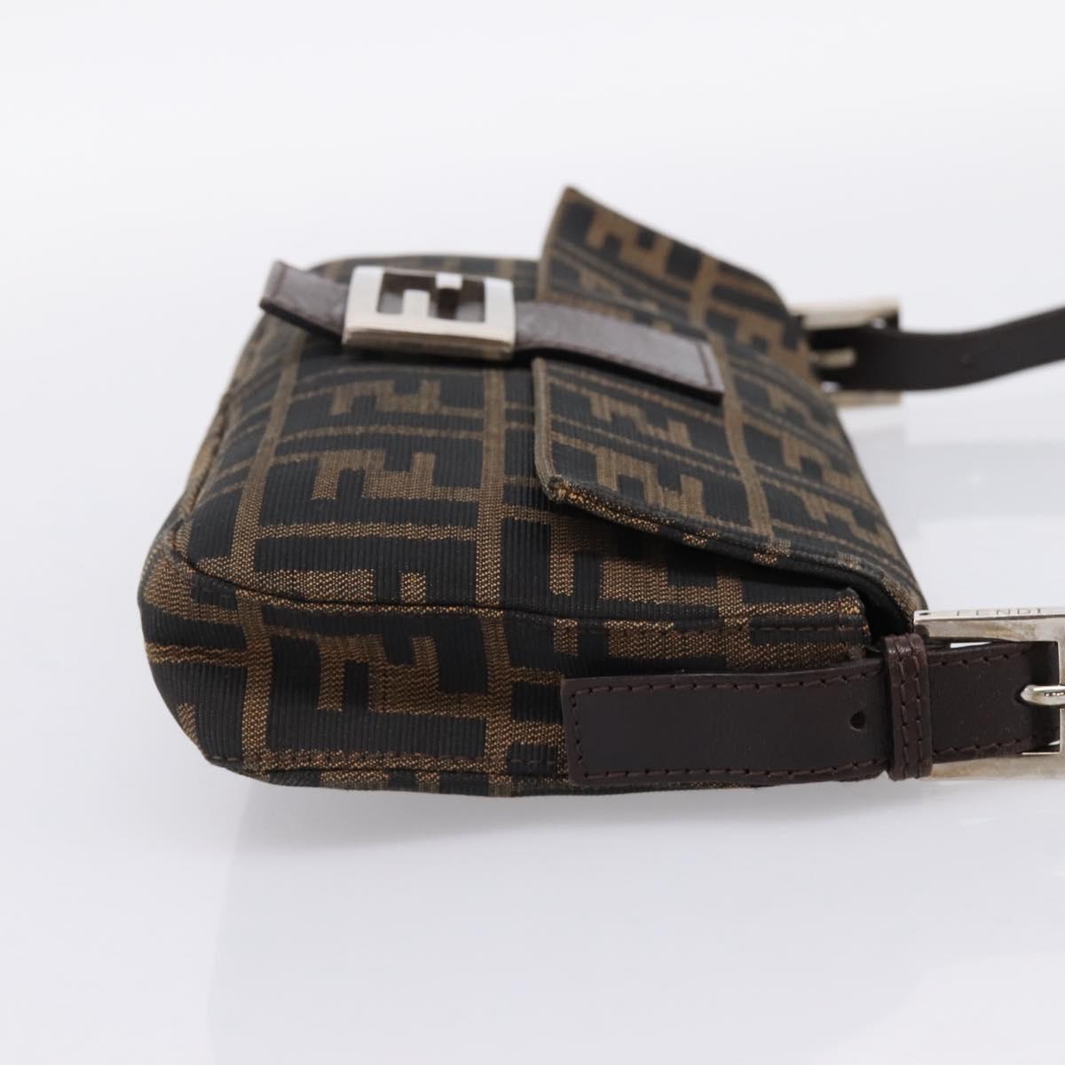 FENDI Zucca Canvas Mamma Baguette Shoulder Bag Black Brown Auth 203886V