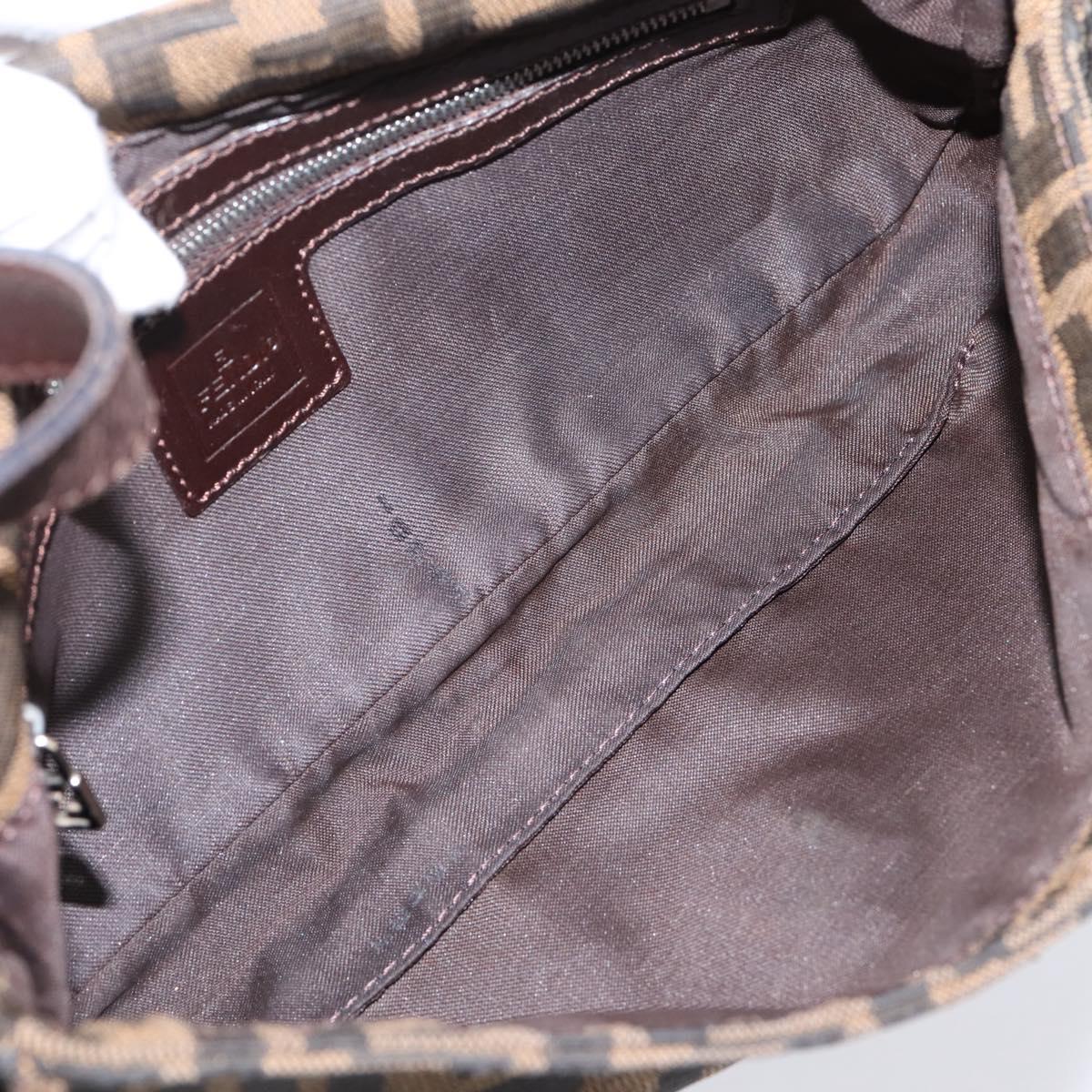 FENDI Zucca Canvas Mamma Baguette Shoulder Bag Black Brown Auth 203887V