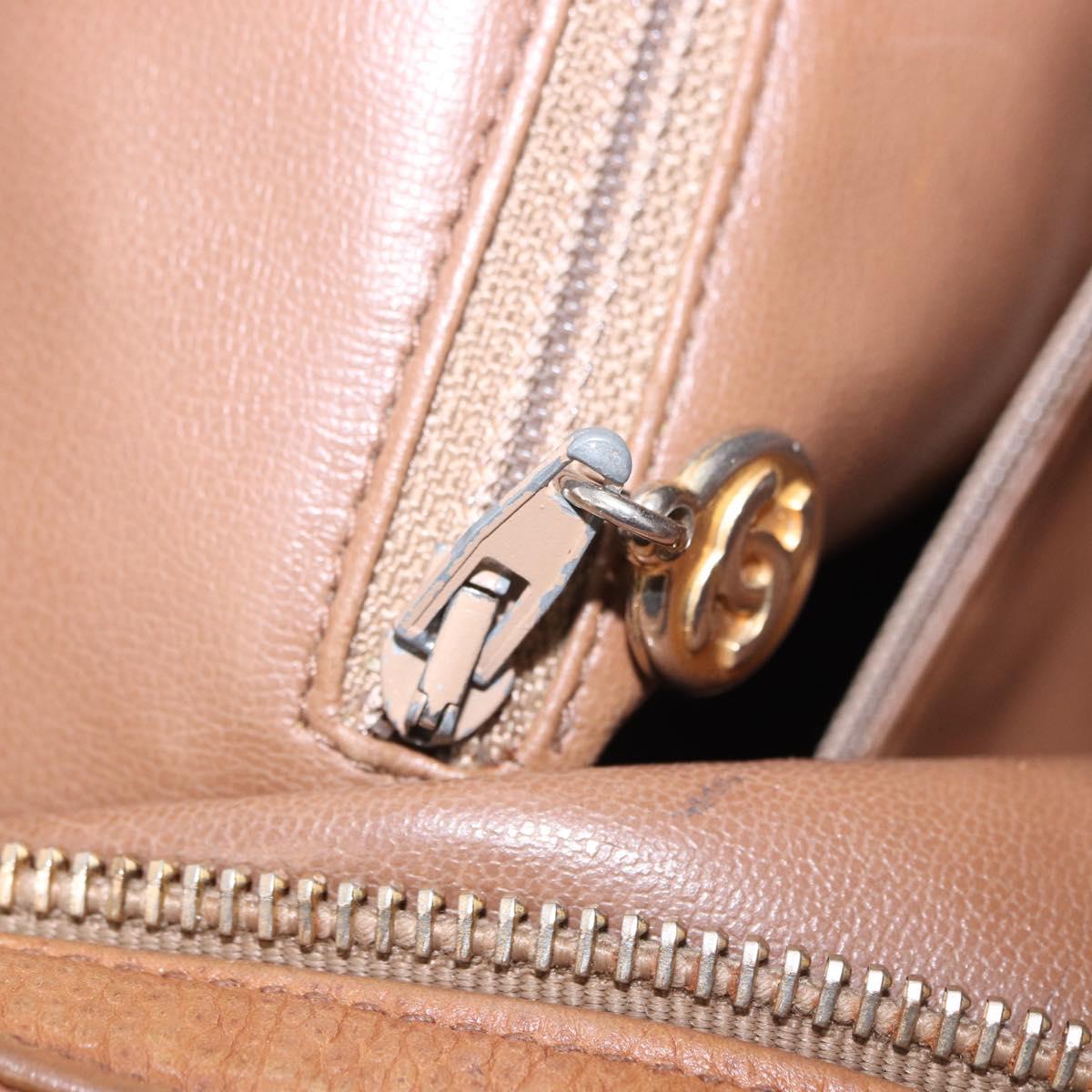 CHANEL Shoulder Bag Caviar Skin Brown Gold CC Auth 203890