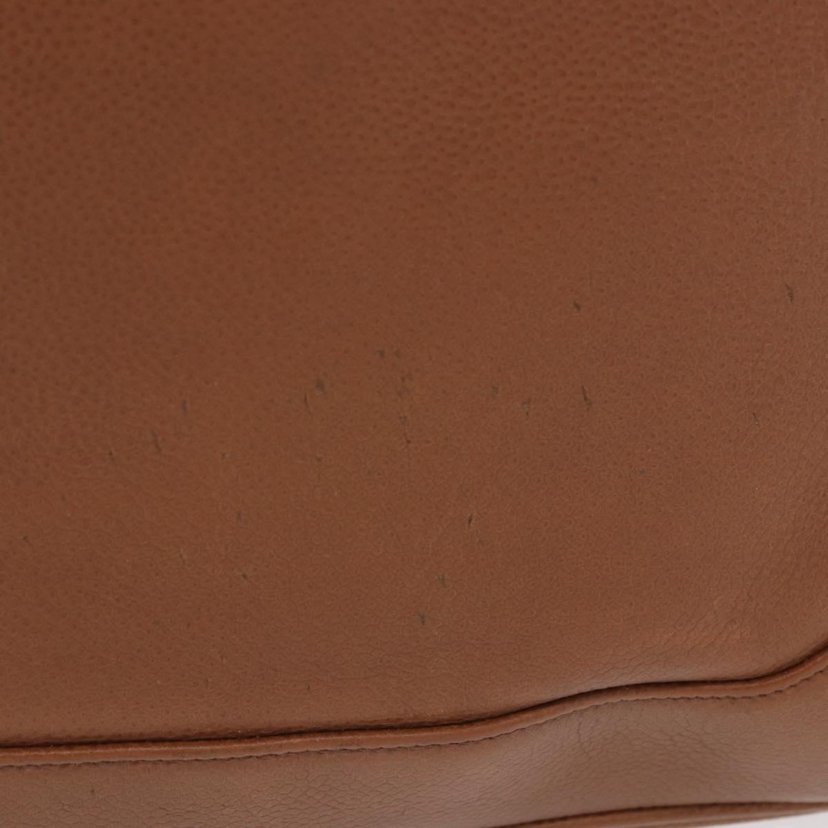 CHANEL Shoulder Bag Caviar Skin Brown Gold CC Auth 203890