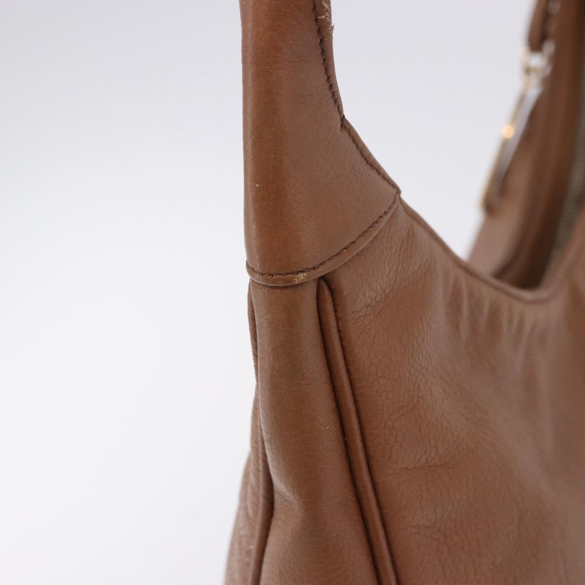 CHANEL Shoulder Bag Caviar Skin Brown Gold CC Auth 203890