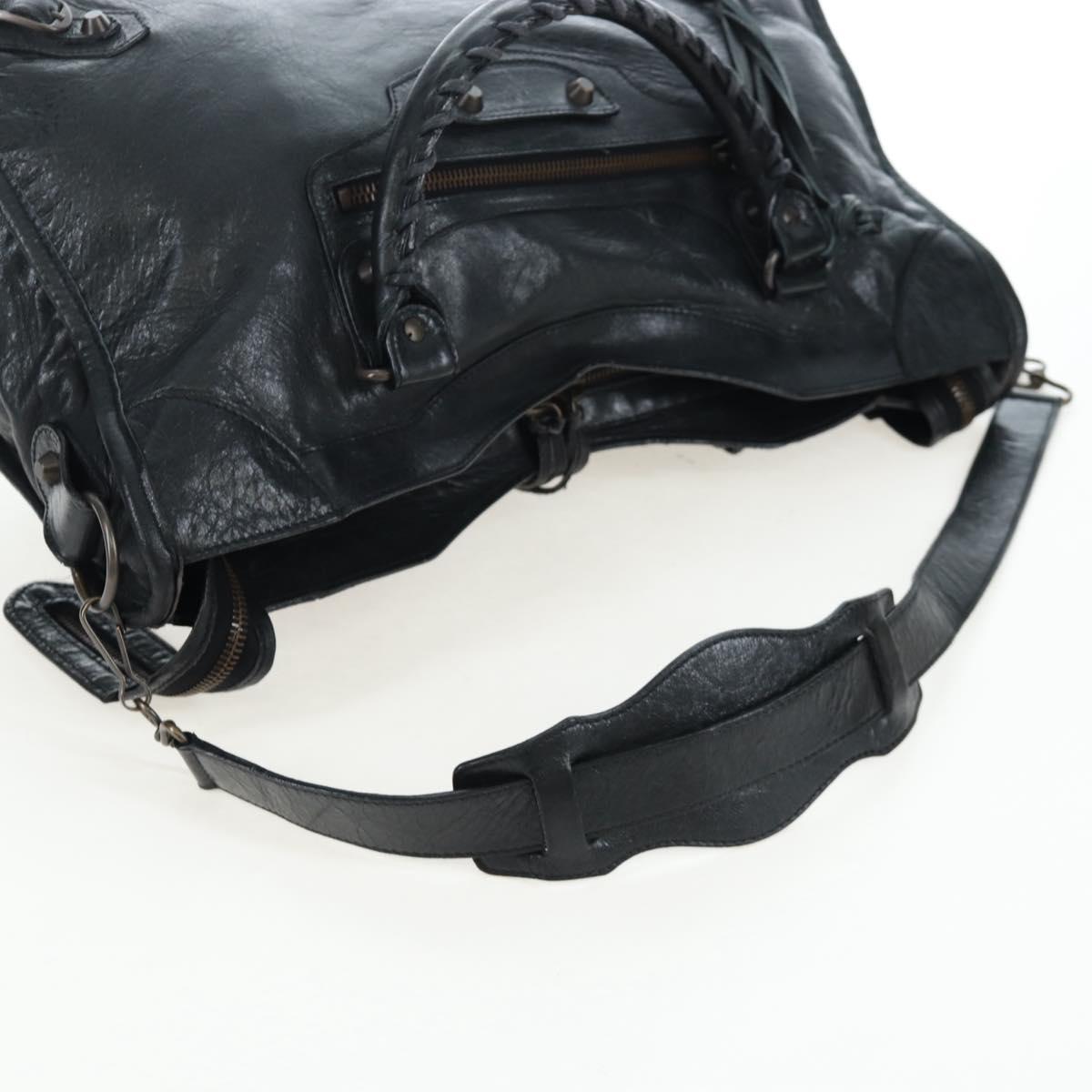BALENCIAGA The City Hand Bag Leather Black 115748 Auth 203891SAM