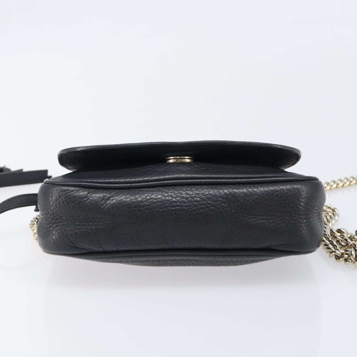 GUCCI Soho Chain Shoulder Bag Leather Black Gold 323190 Auth 203892A