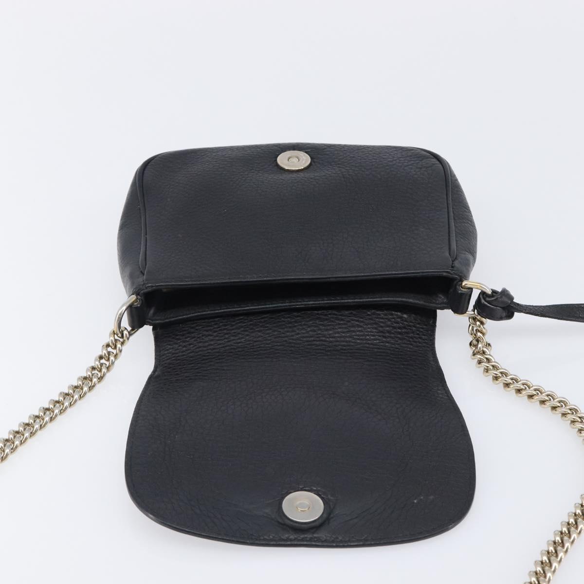 GUCCI Soho Chain Shoulder Bag Leather Black Gold 323190 Auth 203892A