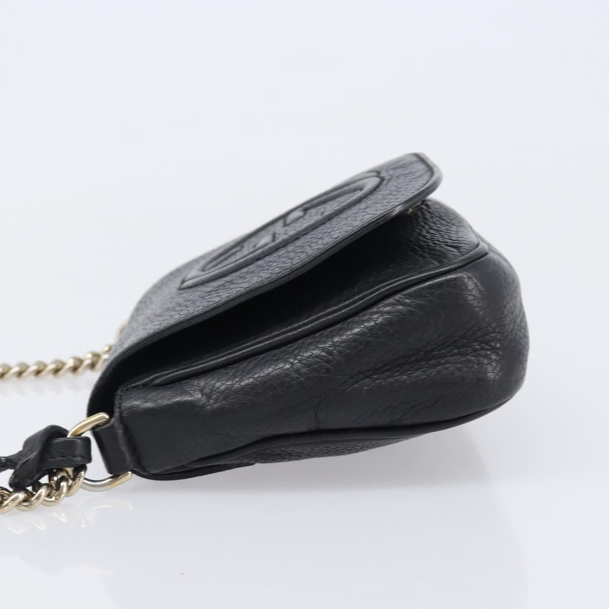 GUCCI Soho Chain Shoulder Bag Leather Black Gold 323190 Auth 203892A