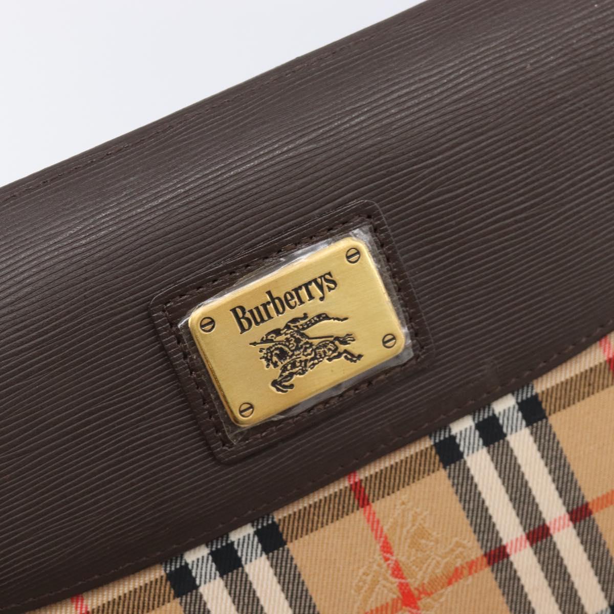 Burberrys Nova Check Clutch Bag Canvas Beige Gold Auth 203893A