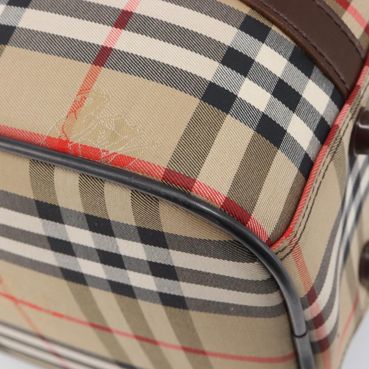 Burberrys Nova Check Boston Bag Canvas Beige Gold Auth 203894V