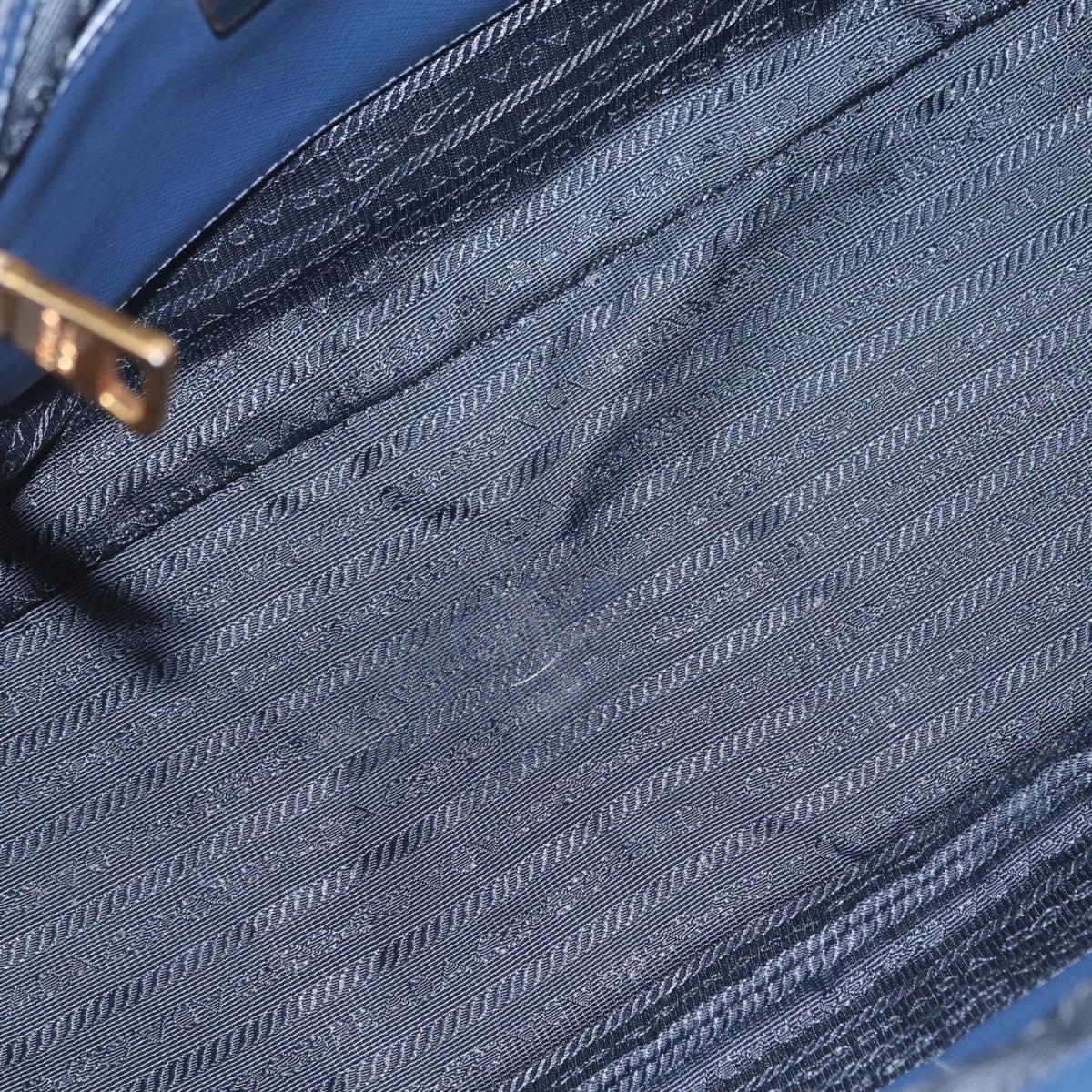 PRADA Galleria Hand Bag Saffiano 2way Blue Gold Auth 203895A