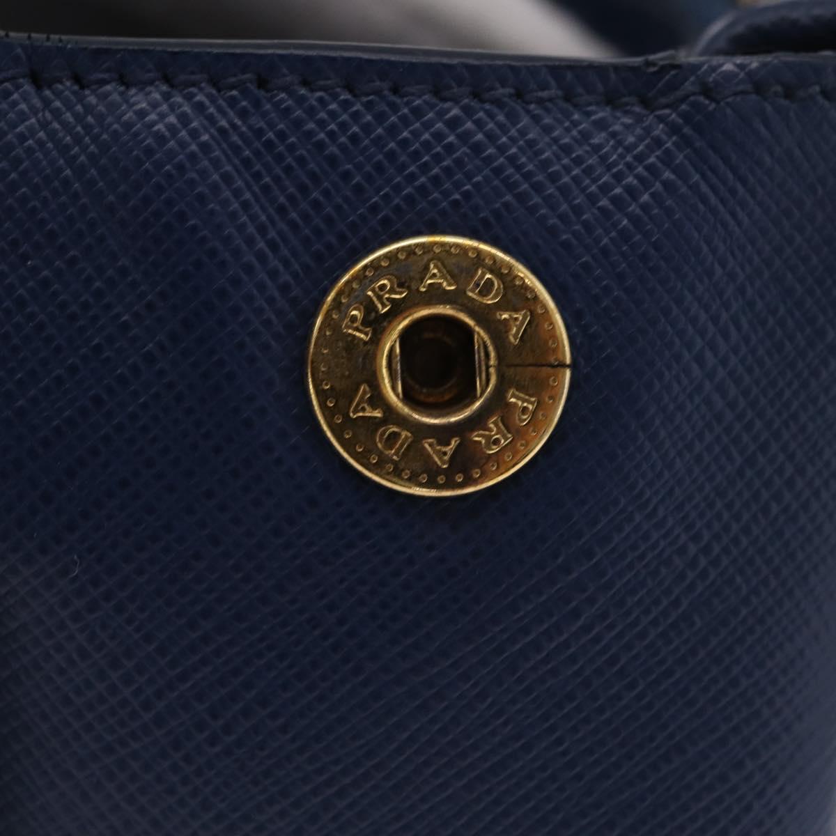 PRADA Galleria Hand Bag Saffiano 2way Blue Gold Auth 203895A
