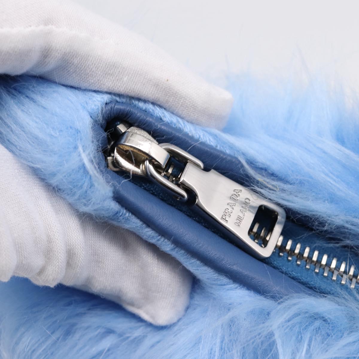 PRADA Clutch Bag Polyester Blue Silver Auth 203896V