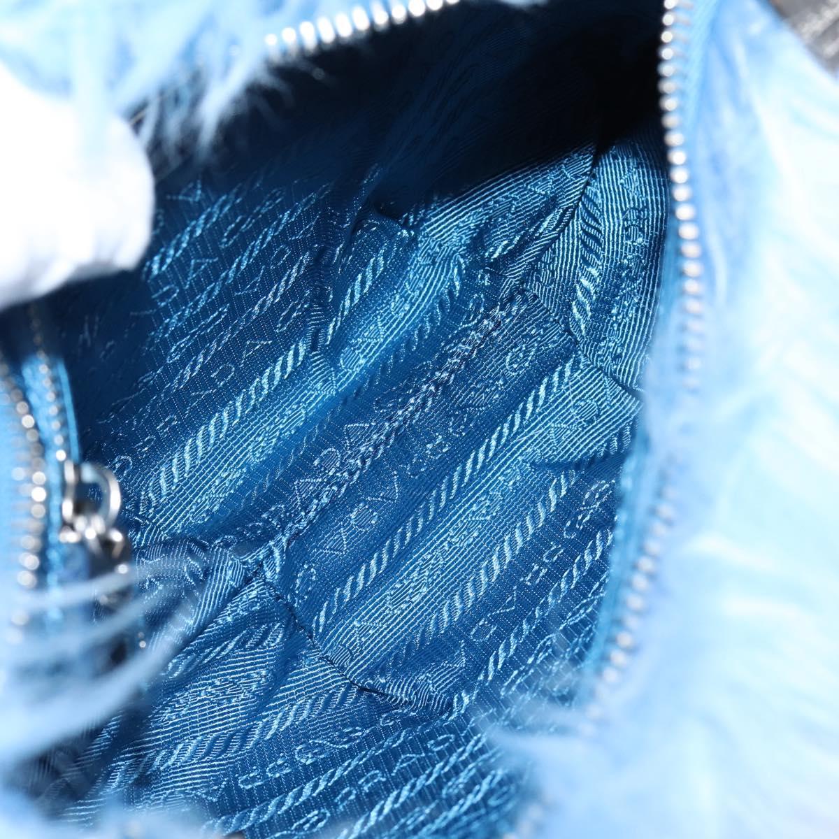 PRADA Clutch Bag Polyester Blue Silver Auth 203896V