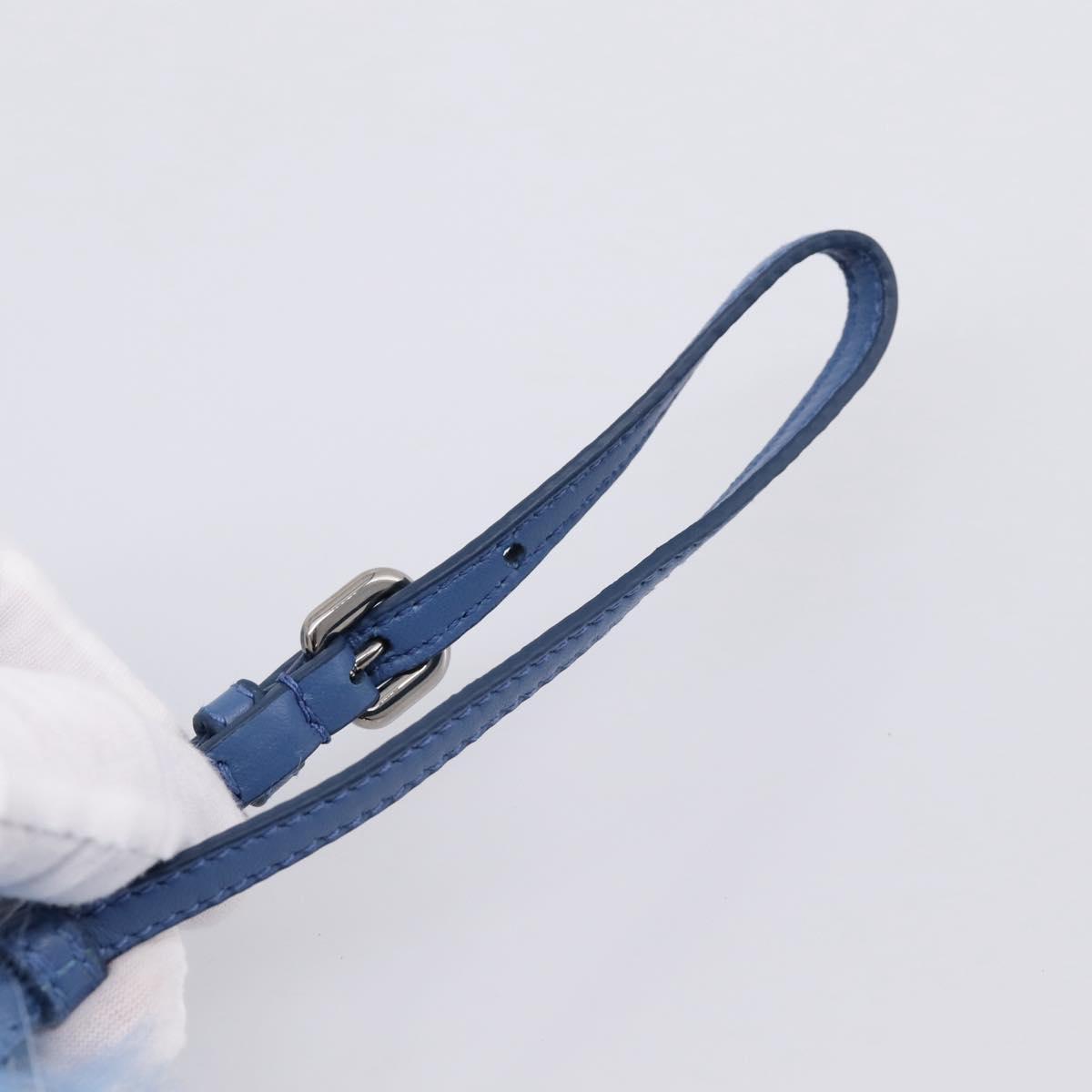 PRADA Clutch Bag Polyester Blue Silver Auth 203896V