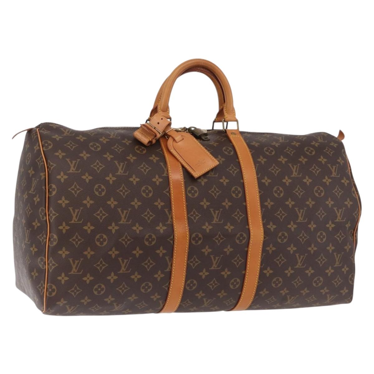 LOUIS VUITTON Monogram Keepall 55 Boston Bag M41424 LV Auth 203905V
