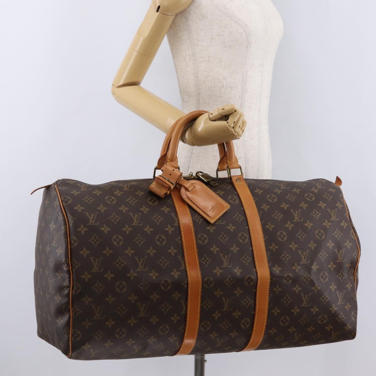 LOUIS VUITTON Monogram Keepall 55 Boston Bag M41424 LV Auth 203905V