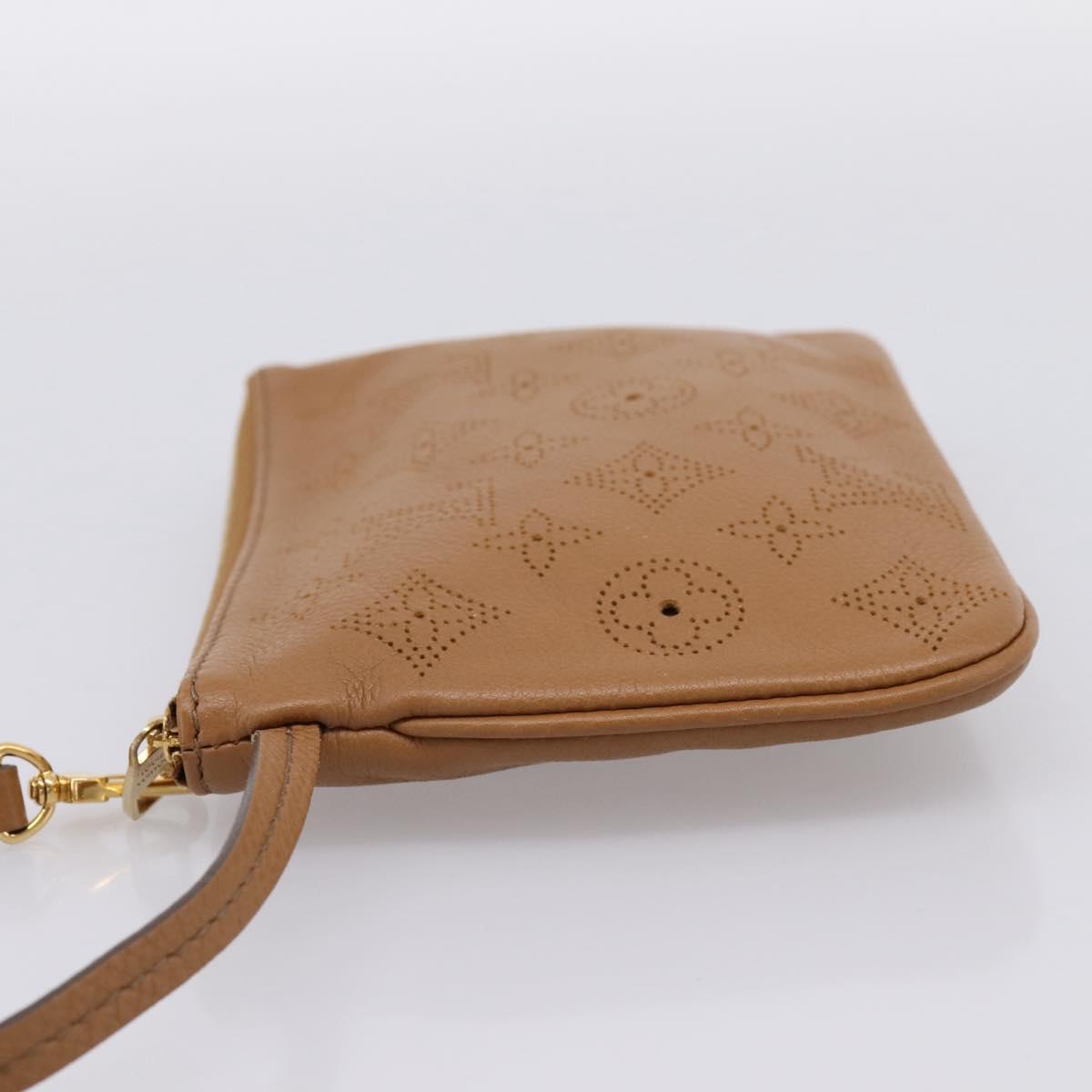 LOUIS VUITTON Mahina Selene PM Pouch Leather Caramel LV Auth 203909V