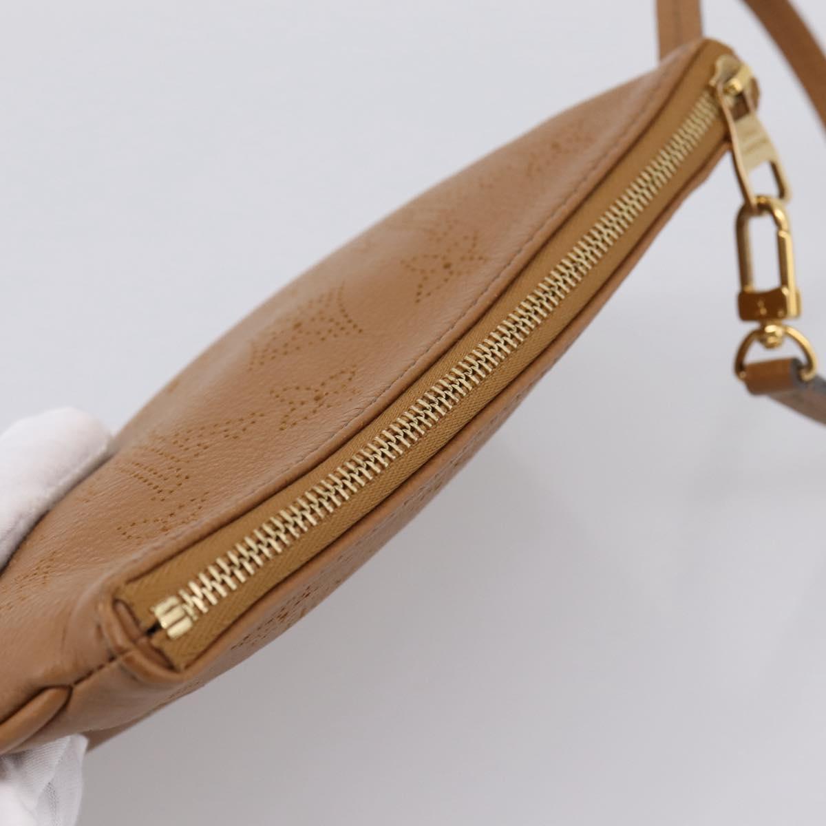 LOUIS VUITTON Mahina Selene PM Pouch Leather Caramel LV Auth 203909V