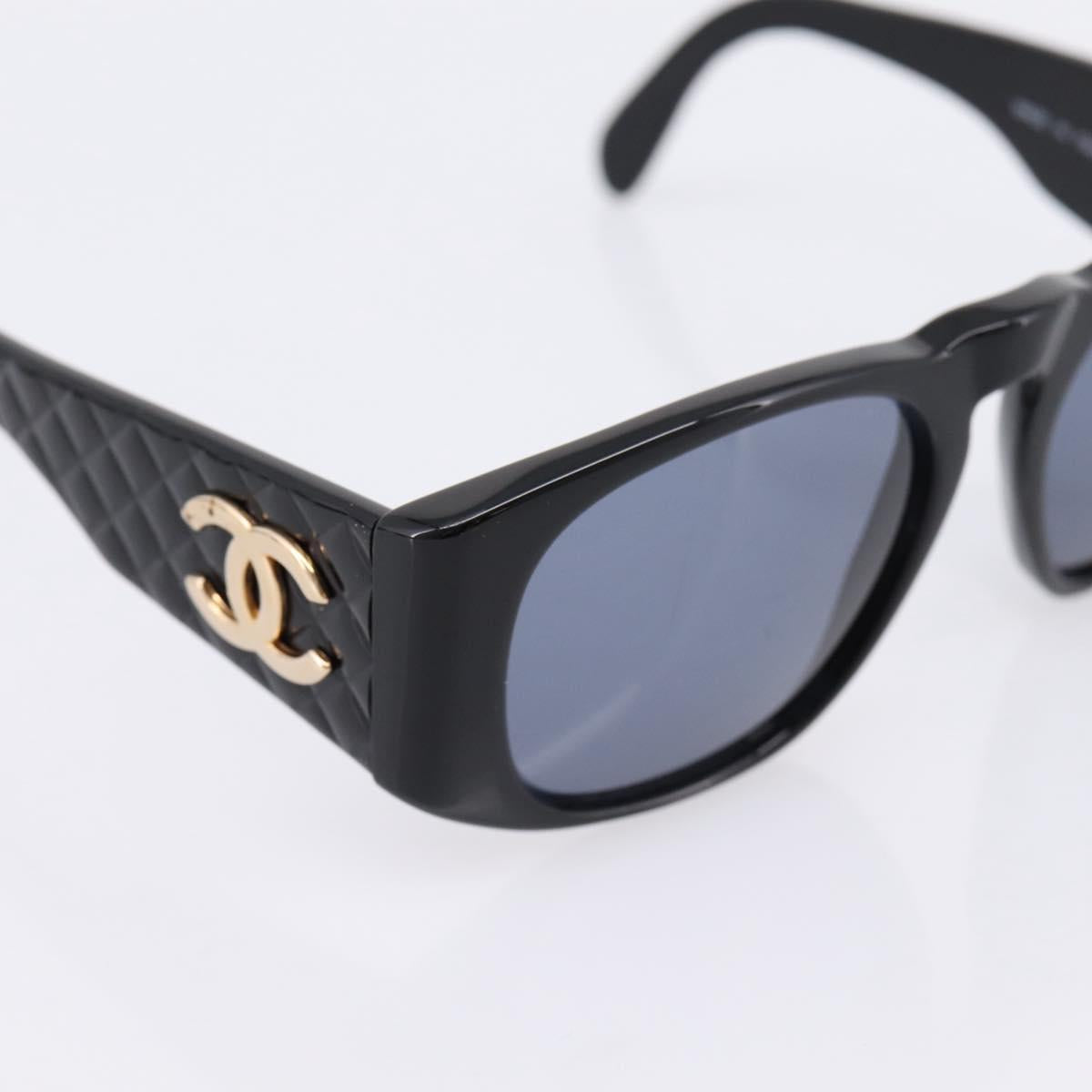 CHANEL Matelasse Sunglasses plastic Black CC Auth 203910