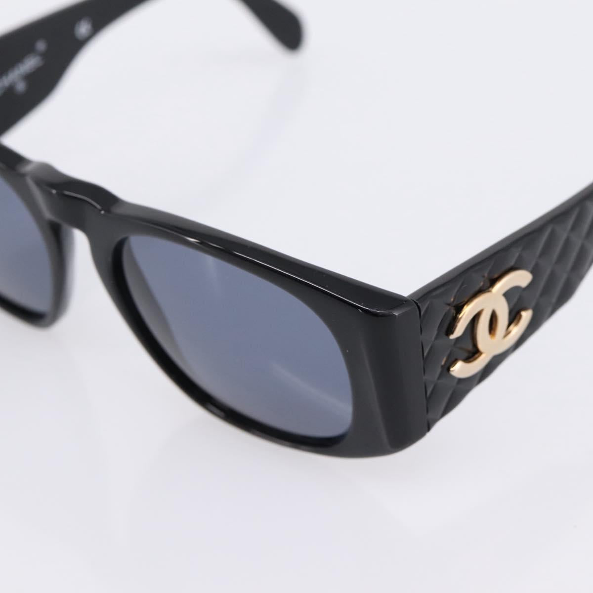 CHANEL Matelasse Sunglasses plastic Black CC Auth 203910