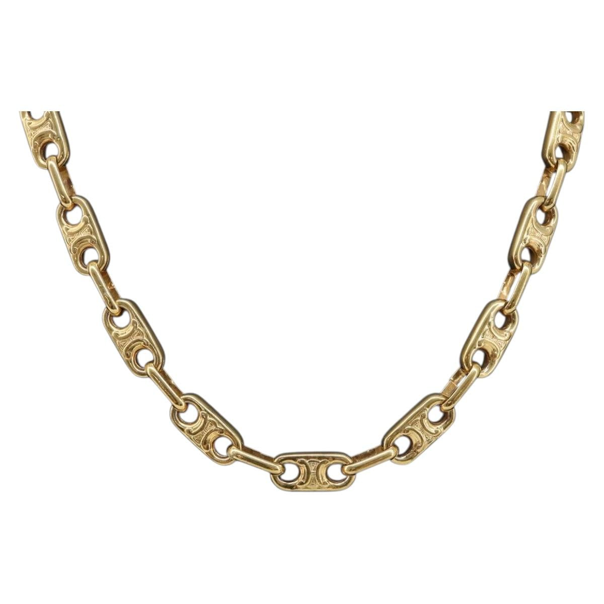 CELINE Chain Necklace metal Gold Auth 203911M