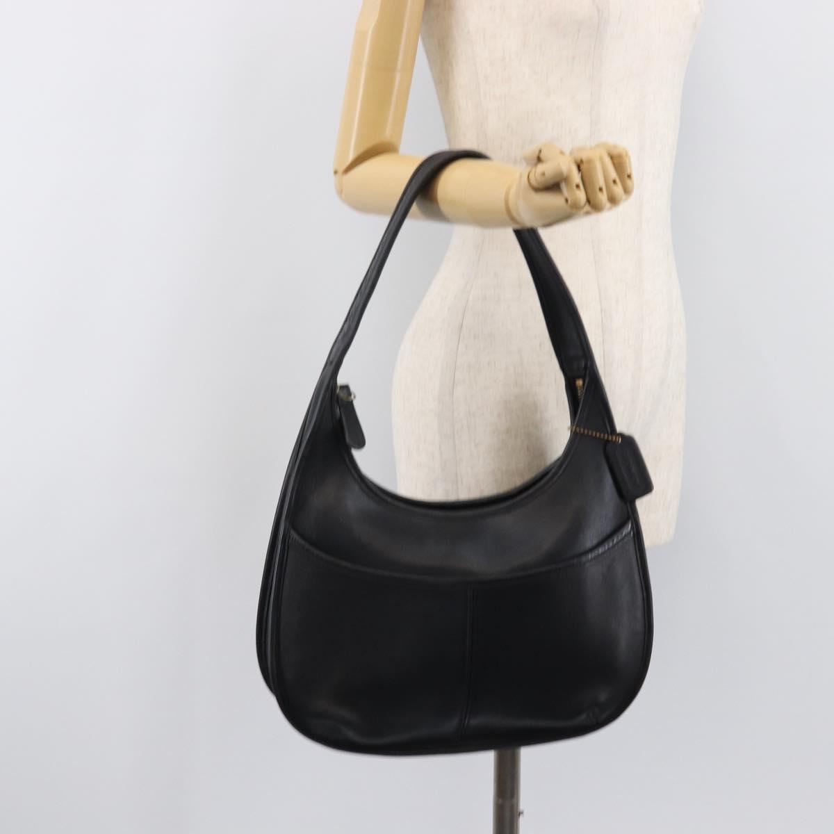 Coach Ergo Shoulder Bag Leather Black Gold Auth 203917A