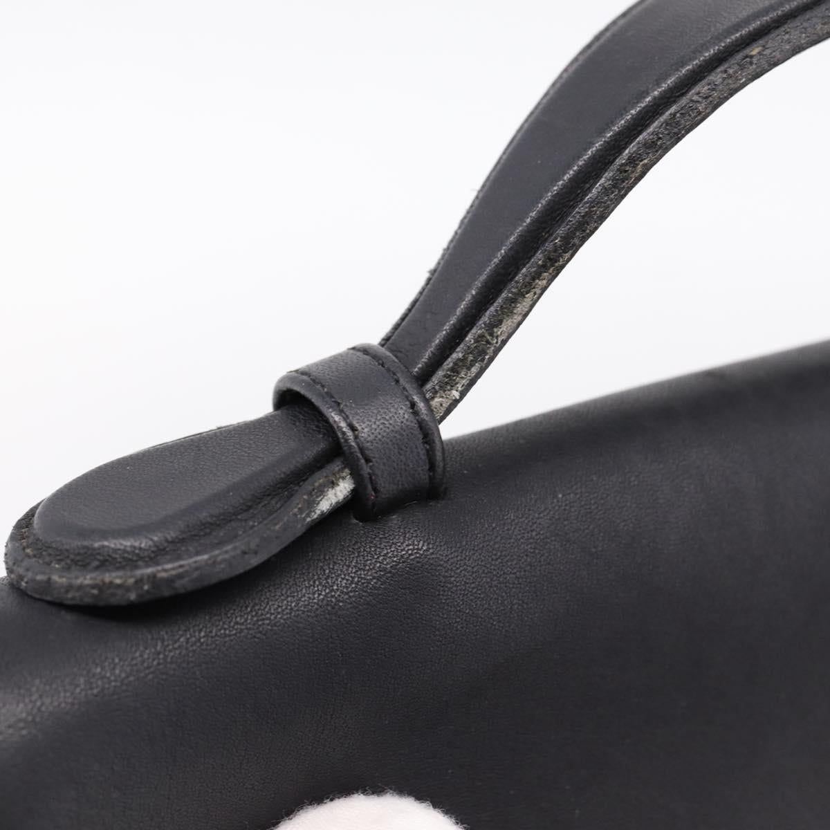 Coach Hand Bag Leather 2way Black Gold Auth 203933