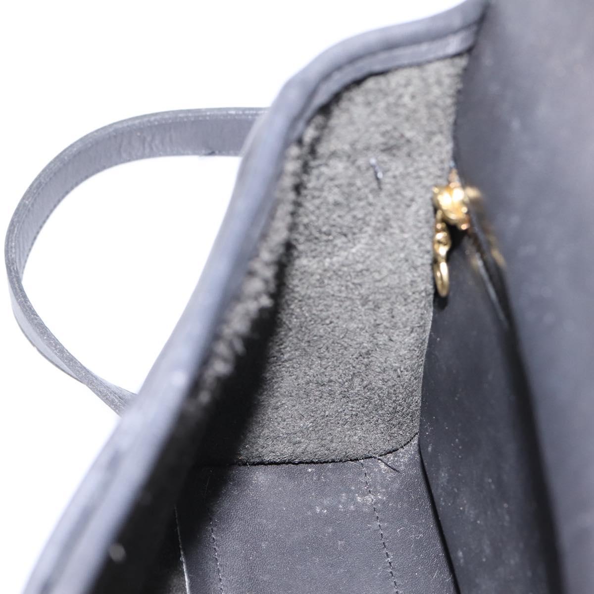 Coach Hand Bag Leather 2way Black Gold Auth 203933