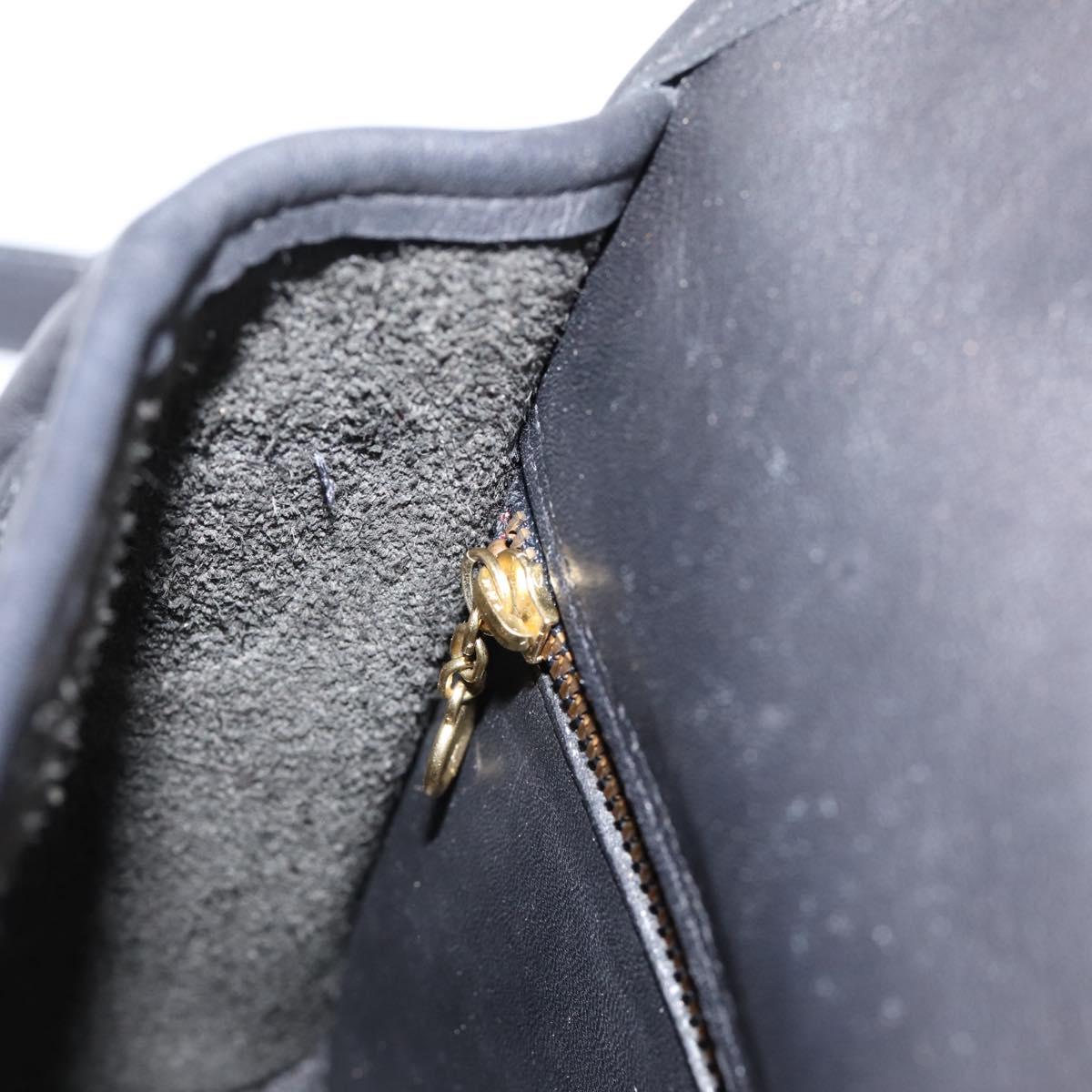 Coach Hand Bag Leather 2way Black Gold Auth 203933