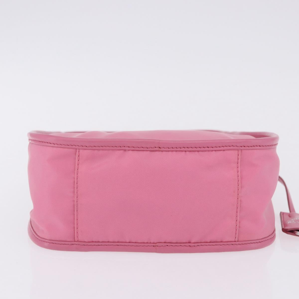 PRADA Hand Bag Nylon Pink Silver Auth 204035V