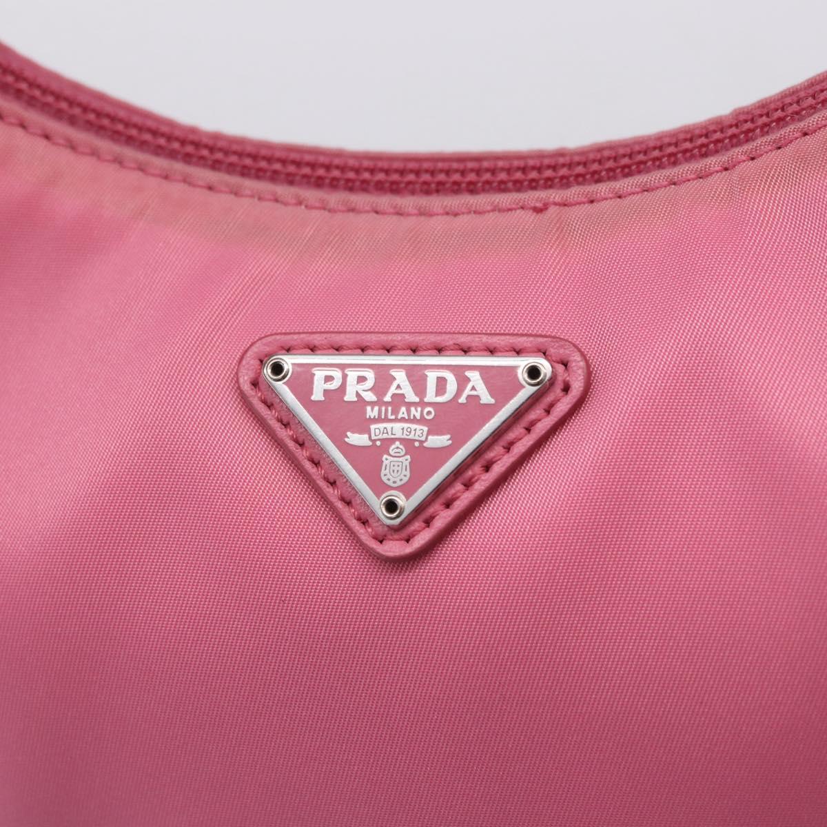 PRADA Hand Bag Nylon Pink Silver Auth 204035V