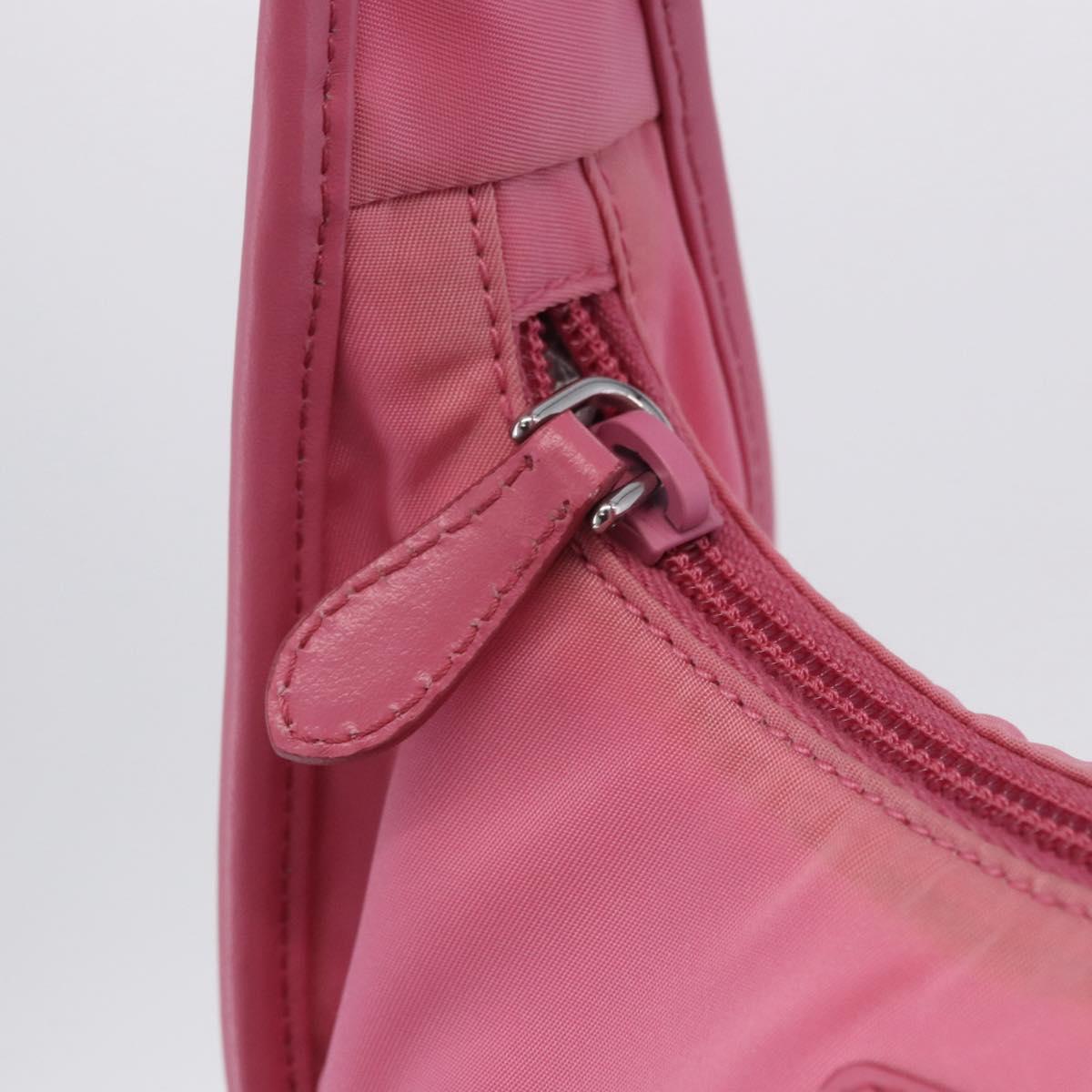 PRADA Hand Bag Nylon Pink Silver Auth 204035V