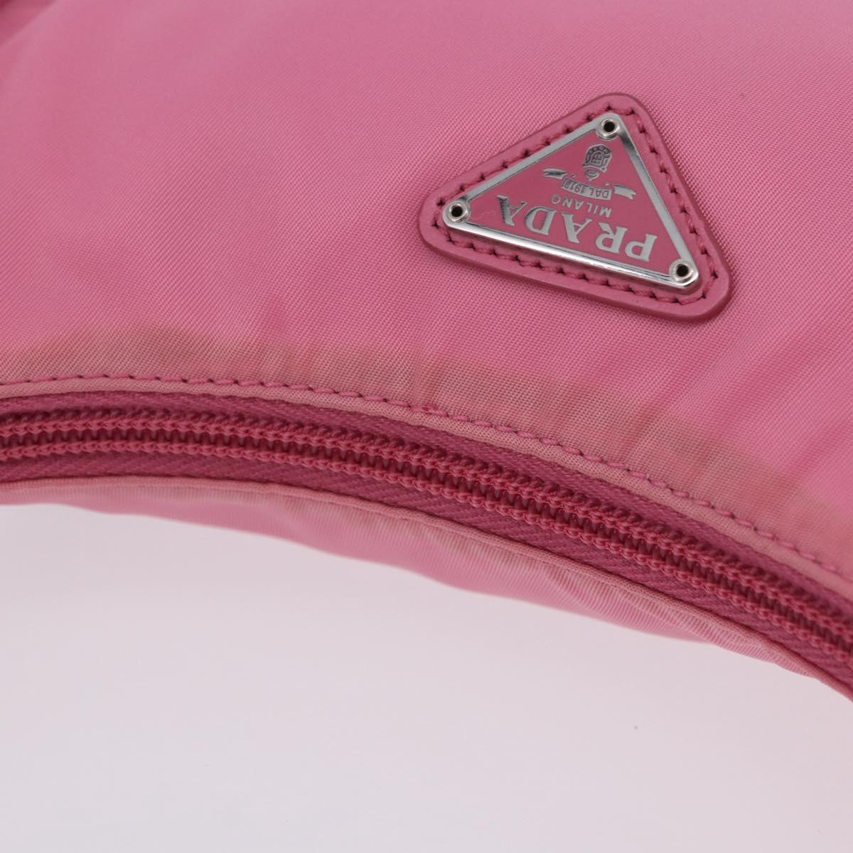 PRADA Hand Bag Nylon Pink Silver Auth 204035V