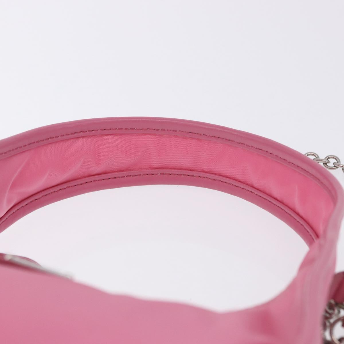 PRADA Hand Bag Nylon Pink Silver Auth 204035V