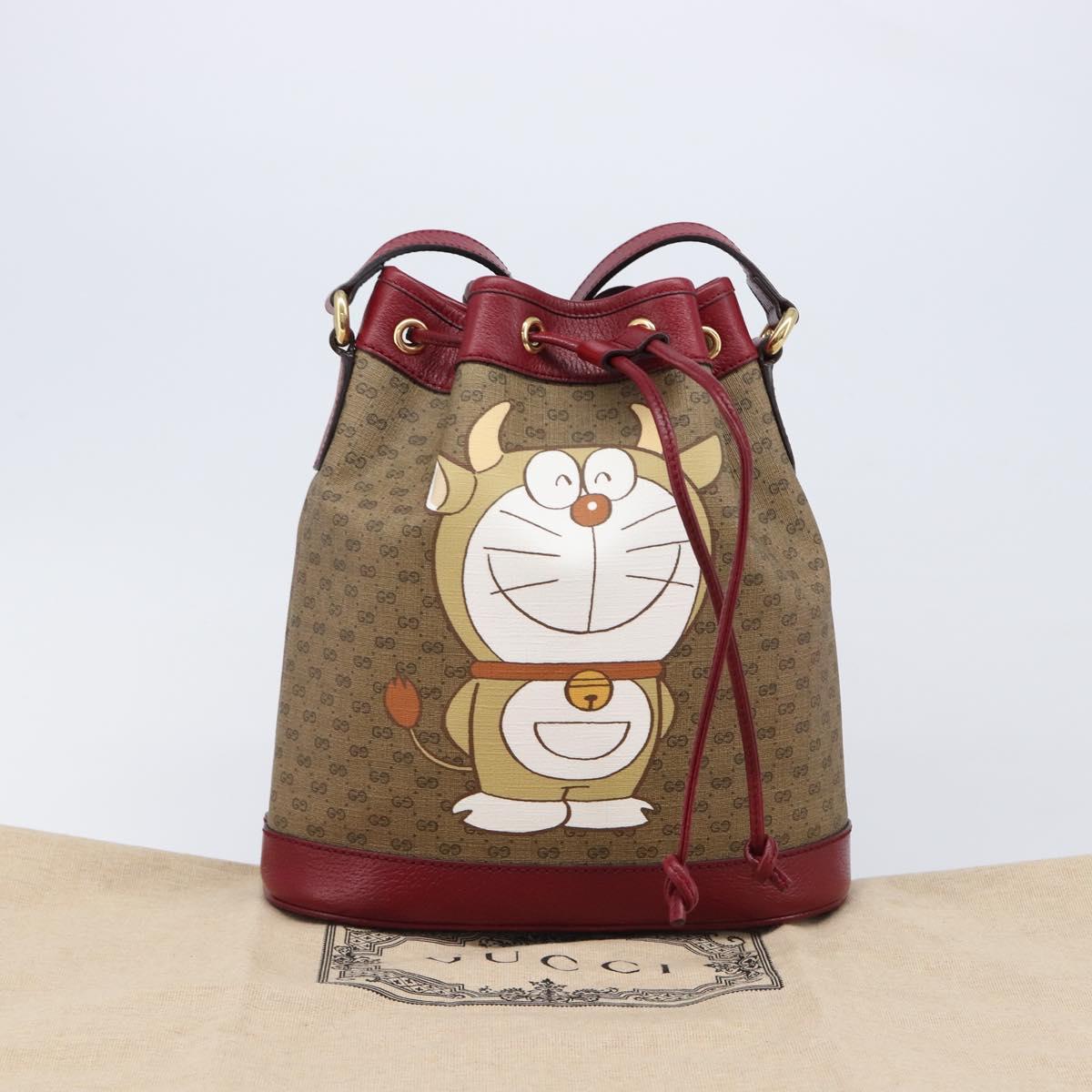 GUCCI Micro GG Supreme x Doraemon Fujiko Pro Bag PVC Beige 655597 Auth 204039SM