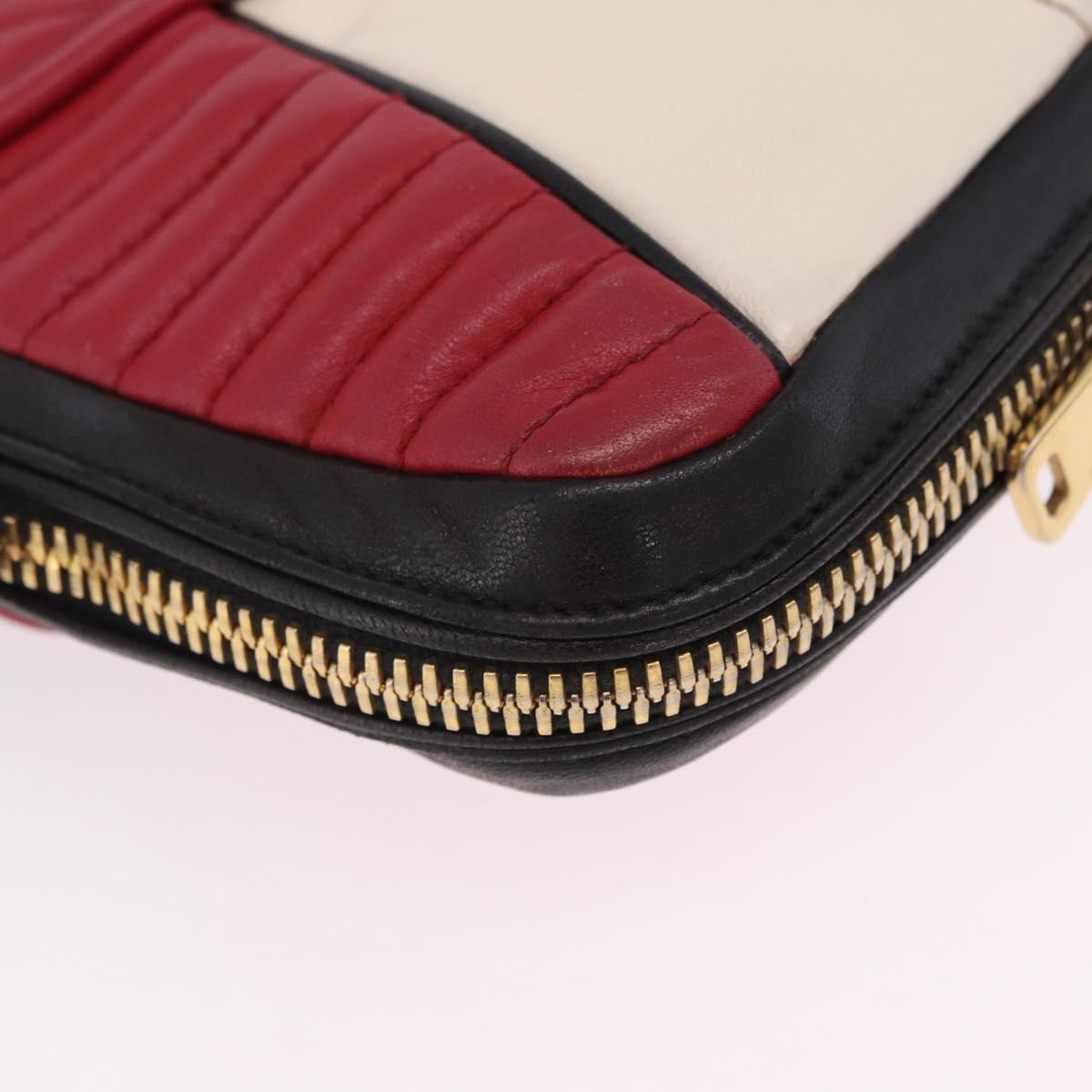 Miu Miu Biker Shoulder Bag Leather Red Gold Auth 204043A