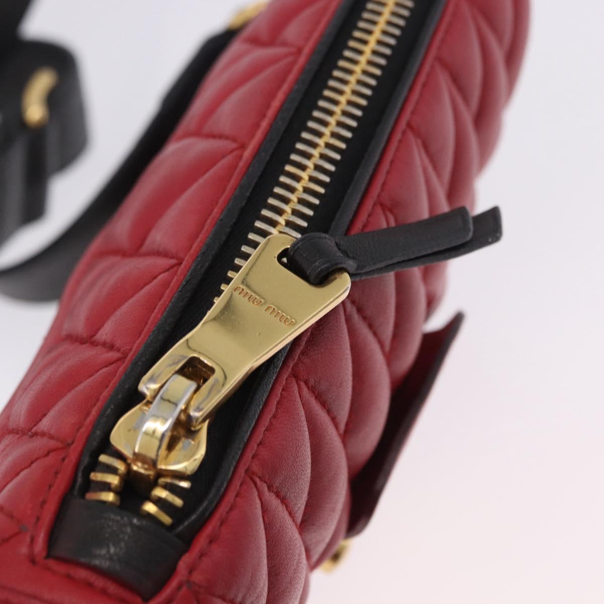 Miu Miu Biker Shoulder Bag Leather Red Gold Auth 204043A