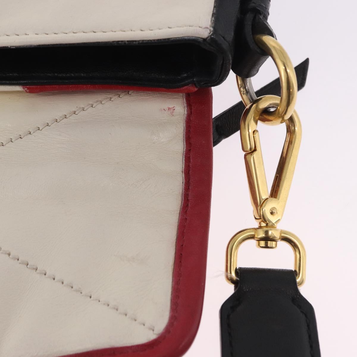 Miu Miu Biker Shoulder Bag Leather Red Gold Auth 204043A