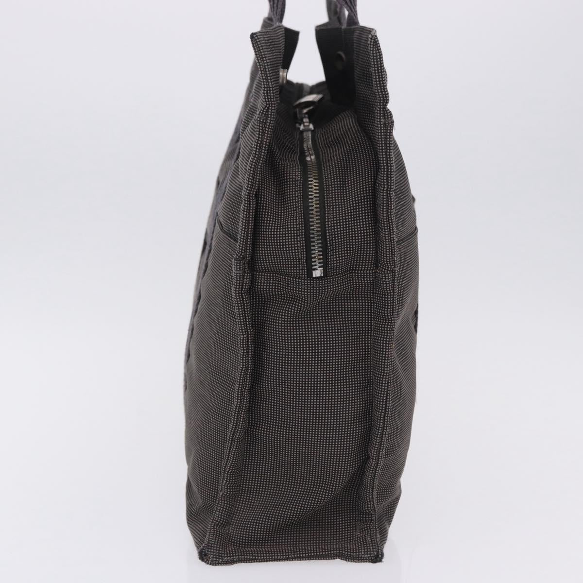 HERMES Her Line Tote MM Tote Bag Canvas Gray Silver Auth 204044