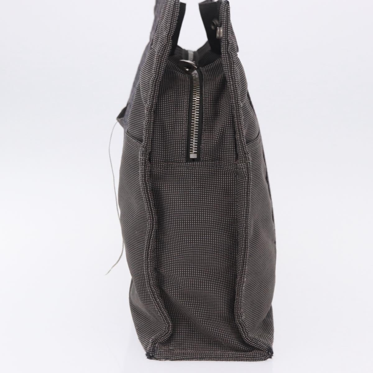 HERMES Her Line Tote MM Tote Bag Canvas Gray Silver Auth 204044