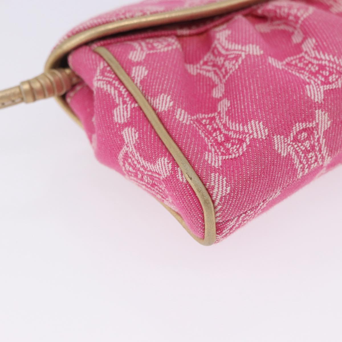 CELINE Paris Macadam Canvas Shoulder Bag Denim Pink Gold Auth 204045A