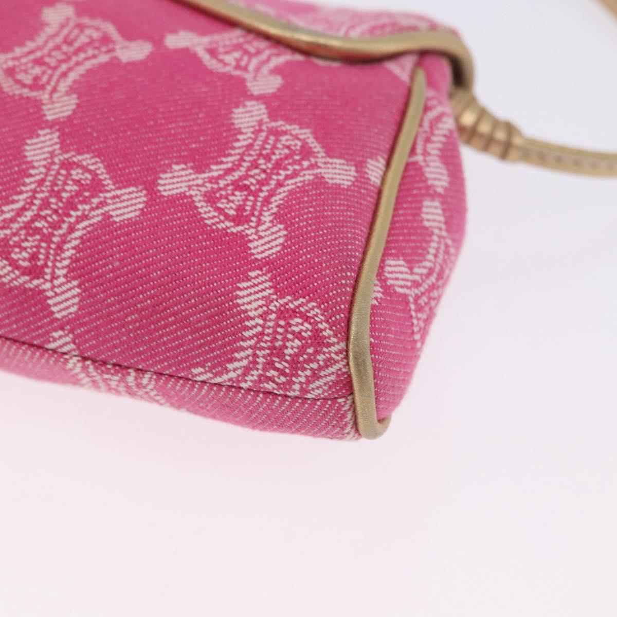 CELINE Paris Macadam Canvas Shoulder Bag Denim Pink Gold Auth 204045A
